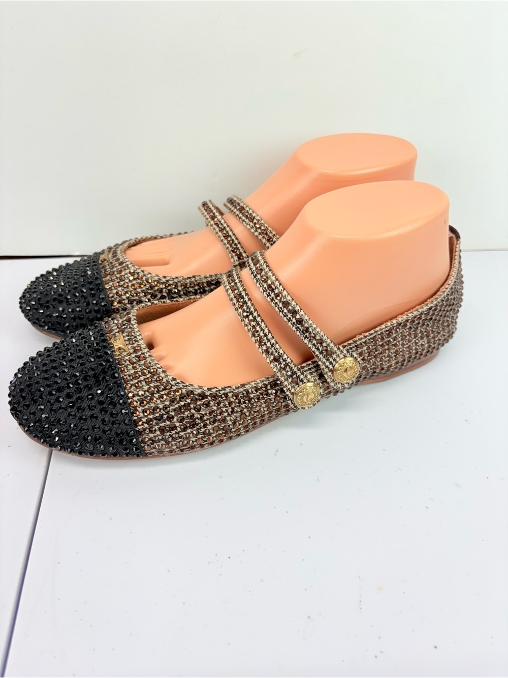 Circus NY Sam Edelman Zoey Womens 10M Crystal Rhinestone Cap Toe Mary Jane Flats
